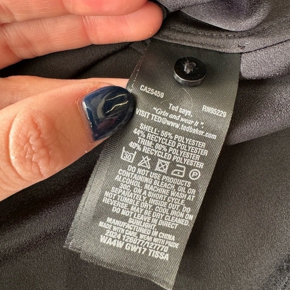 Ted Baker- Black Thin Strap Adjustable Minimalist Tank Top - Picture 5 of 7